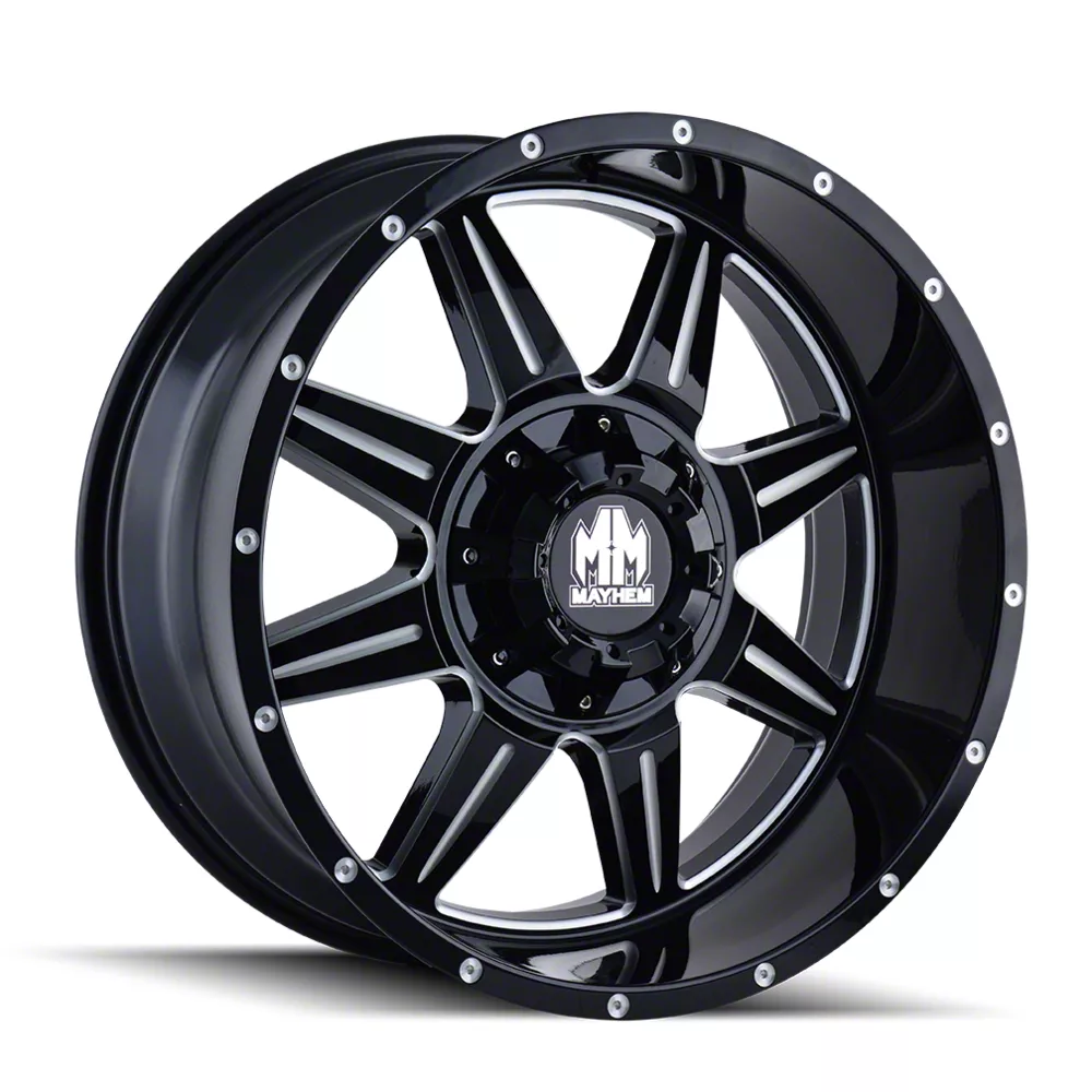 Mayhem Wheels Monstir Gloss Black Milled 5-Lug Wheel; 20x10; -12mm Offset (09-18 RAM 1500)