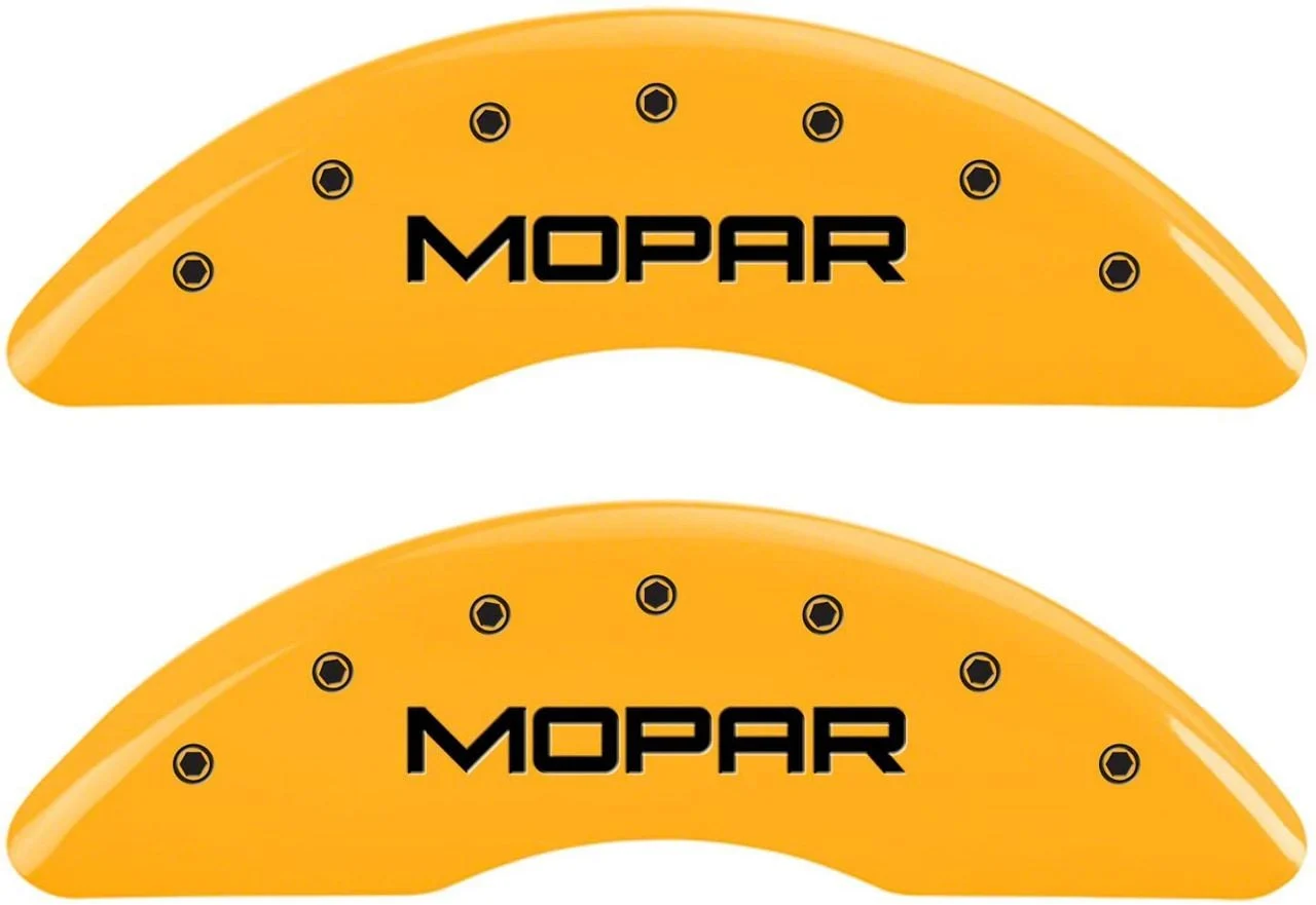 MGP Brake Caliper Covers with MOPAR Logo; Yellow; Front and Rear (11-18 RAM 2500 SRW)