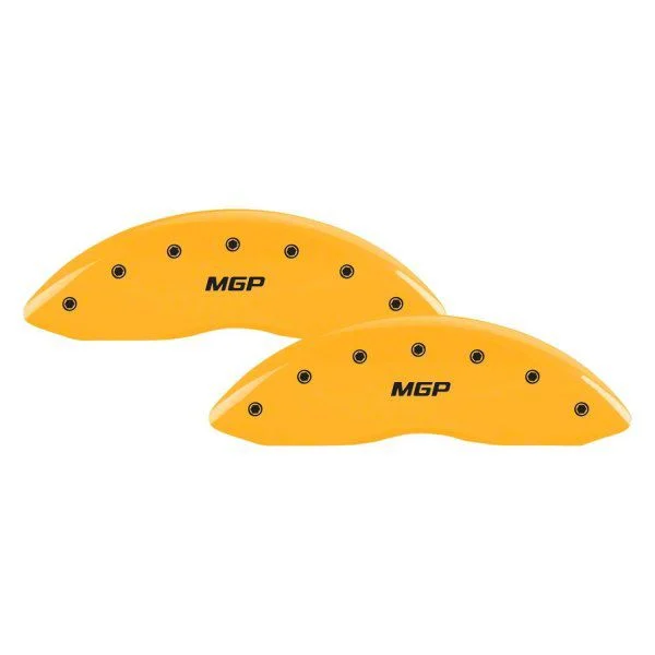 MGP Brake Caliper Covers with MGP Logo; Yellow; Front and Rear (19-26 RAM 3500)