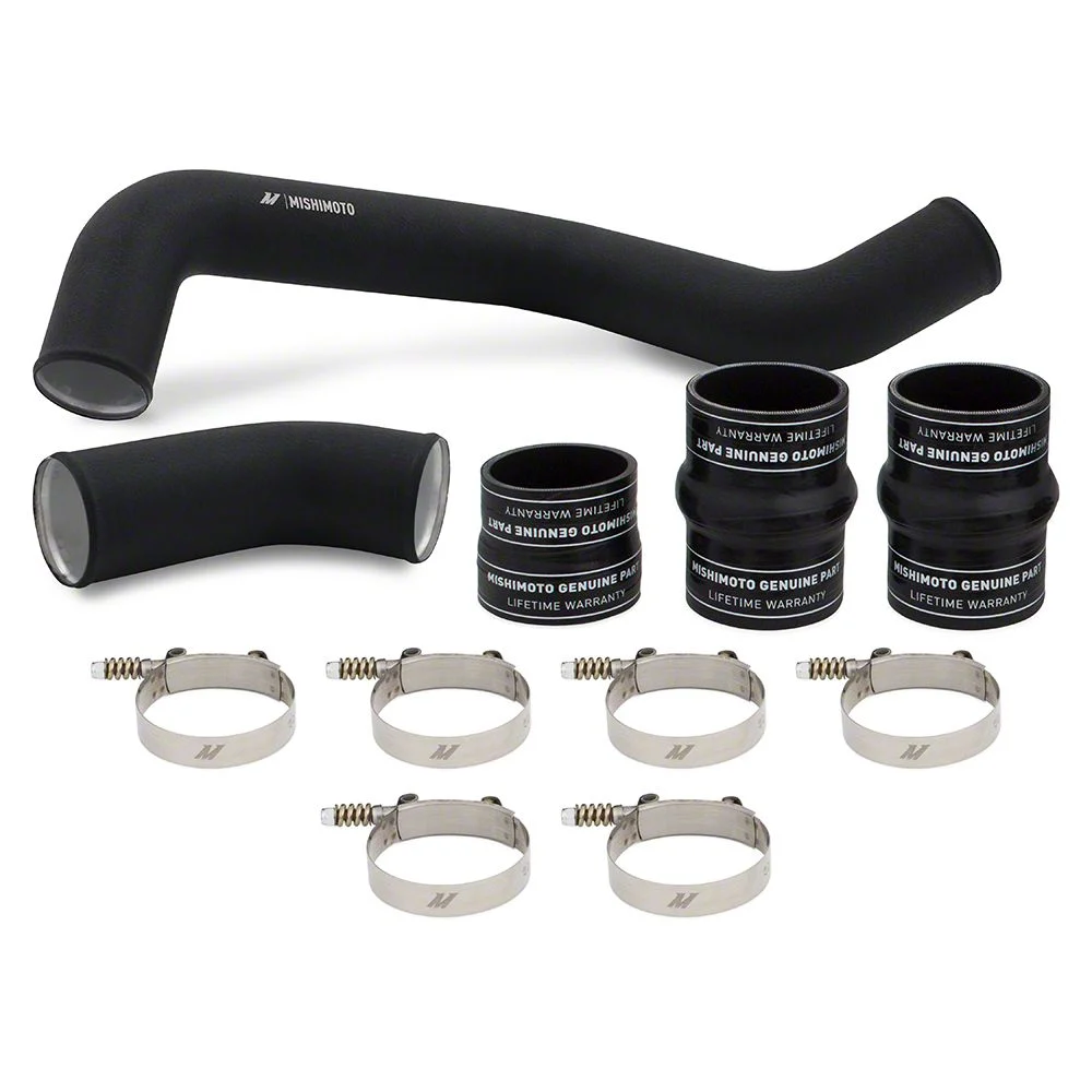 Mishimoto Hot-Side Intercooler Pipe and Boot Kit; Wrinkle Black (17-19 6.6L Duramax Silverado 3500 HD)