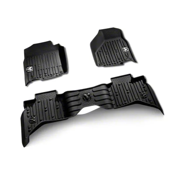 Mopar All-Weather Front and Rear Floor Mats; Black (13-18 RAM 1500 Quad Cab)