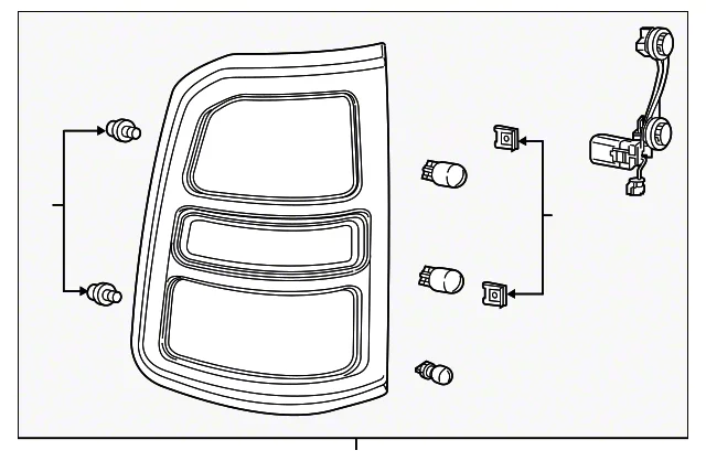 Mopar Factory Replacement Halogen Tail Light; Black Housing; Red Lens; Passenger Side (19-24 RAM 1500 w/ Factory Halogen Tail Lights)
