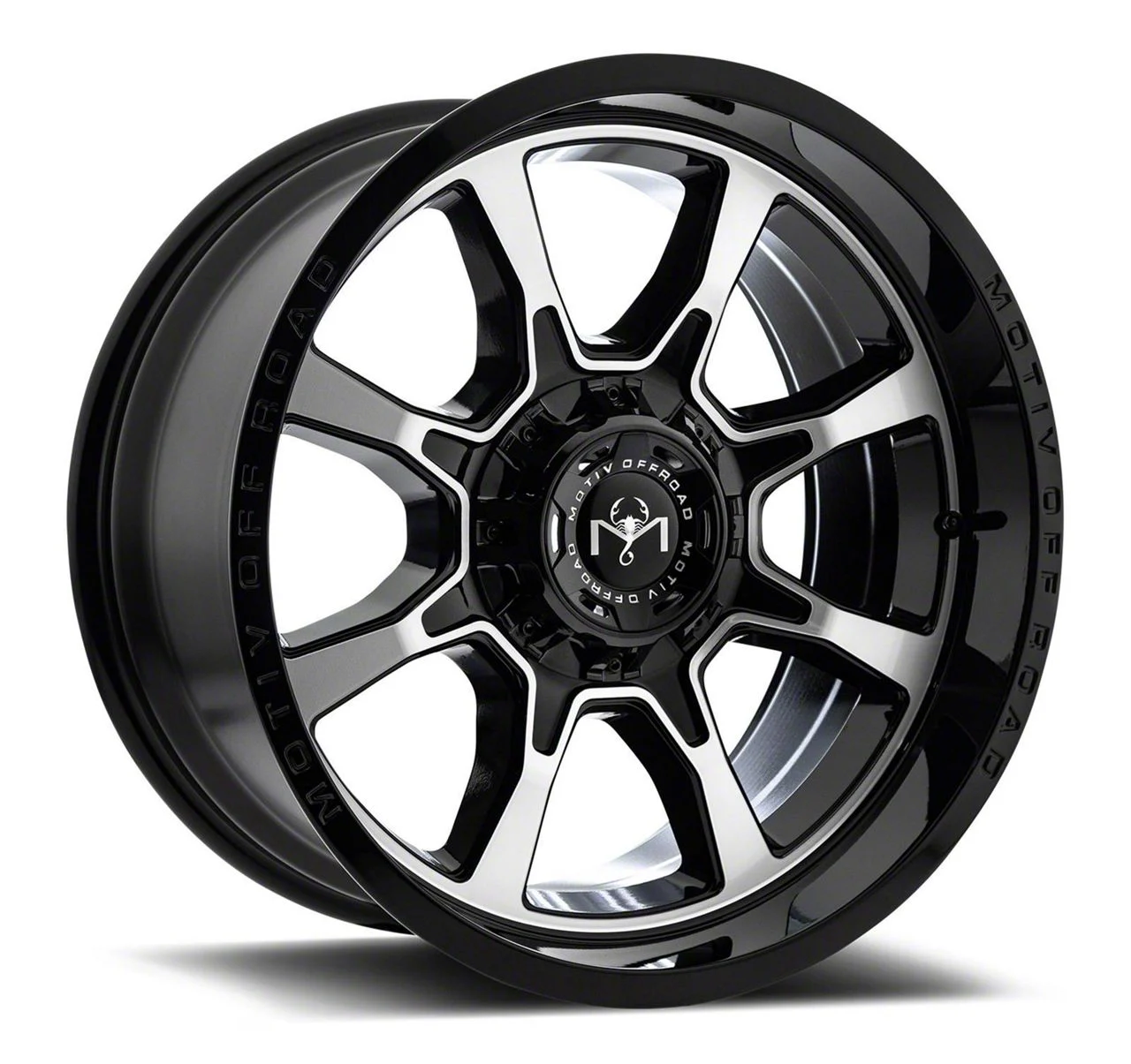 Motiv Offroad Glock Gloss Black with Chrome Accents 6-Lug Wheel; 20x10; -12mm Offset (19-26 RAM 1500)