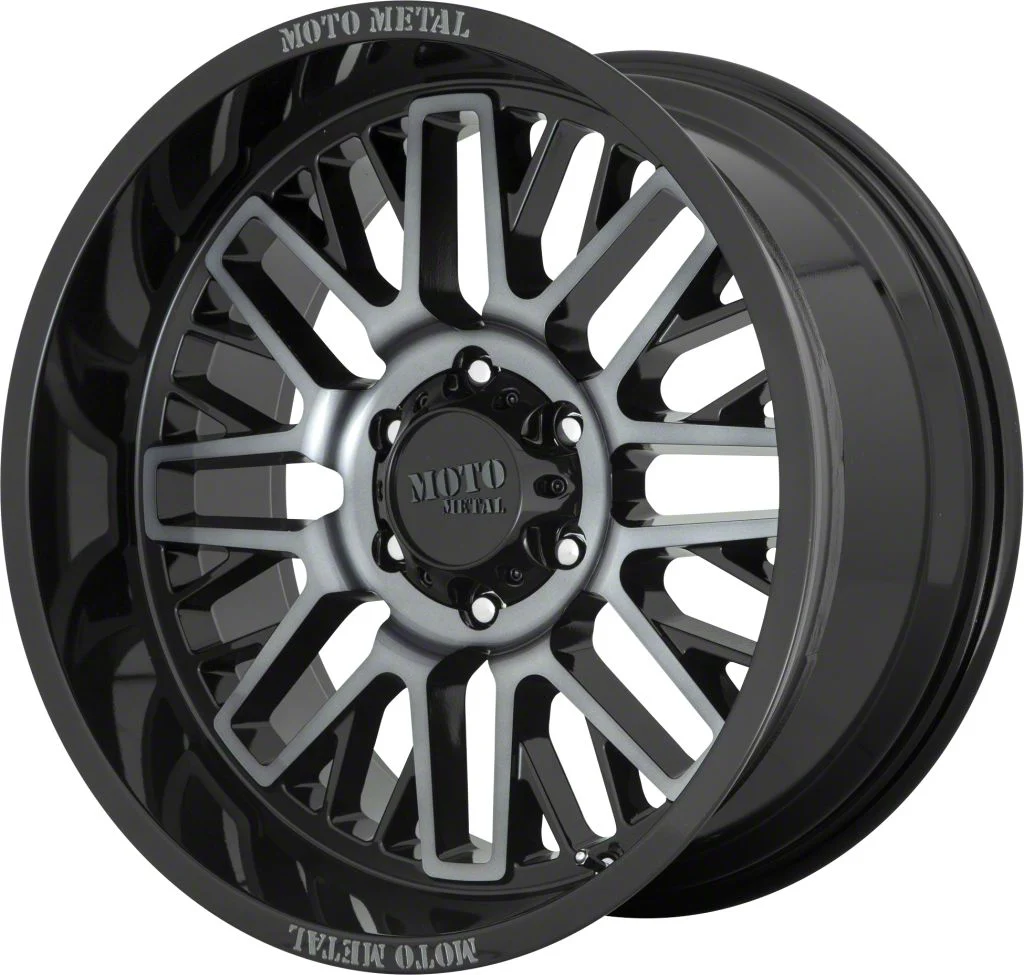 Moto Metal MO802 Gloss Black Machined with Gray Tint 6-Lug Wheel; 20x10; -18mm Offset (07-13 Sierra 1500)