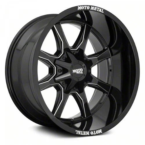 Moto Metal MO970 Gloss Black with Milled Spoke 8-Lug Wheel; 20x9; 0mm Offset (11-14 Sierra 2500 HD)