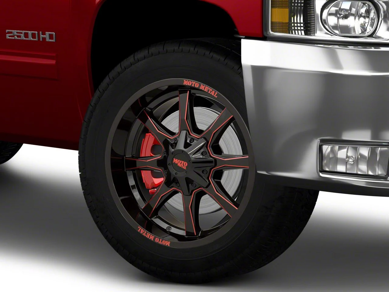 Moto Metal MO970 Gloss Black Milled with Red Tint 8-Lug Wheel; 20x10; -18mm Offset (11-14 Silverado 2500 HD)