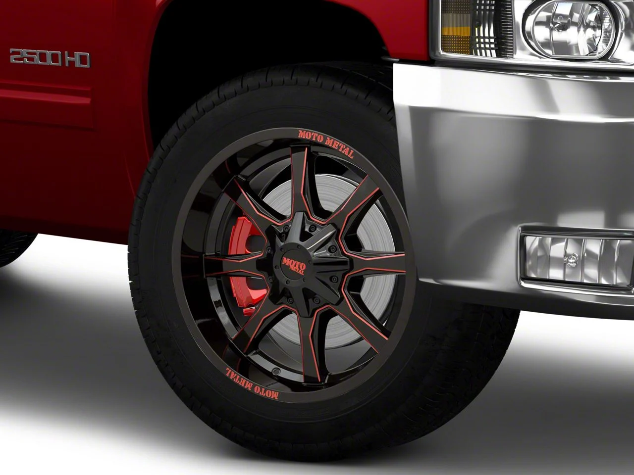 Moto Metal MO970 Gloss Black Milled with Red Tint 8-Lug Wheel; 20x9; 0mm Offset (11-14 Silverado 2500 HD)