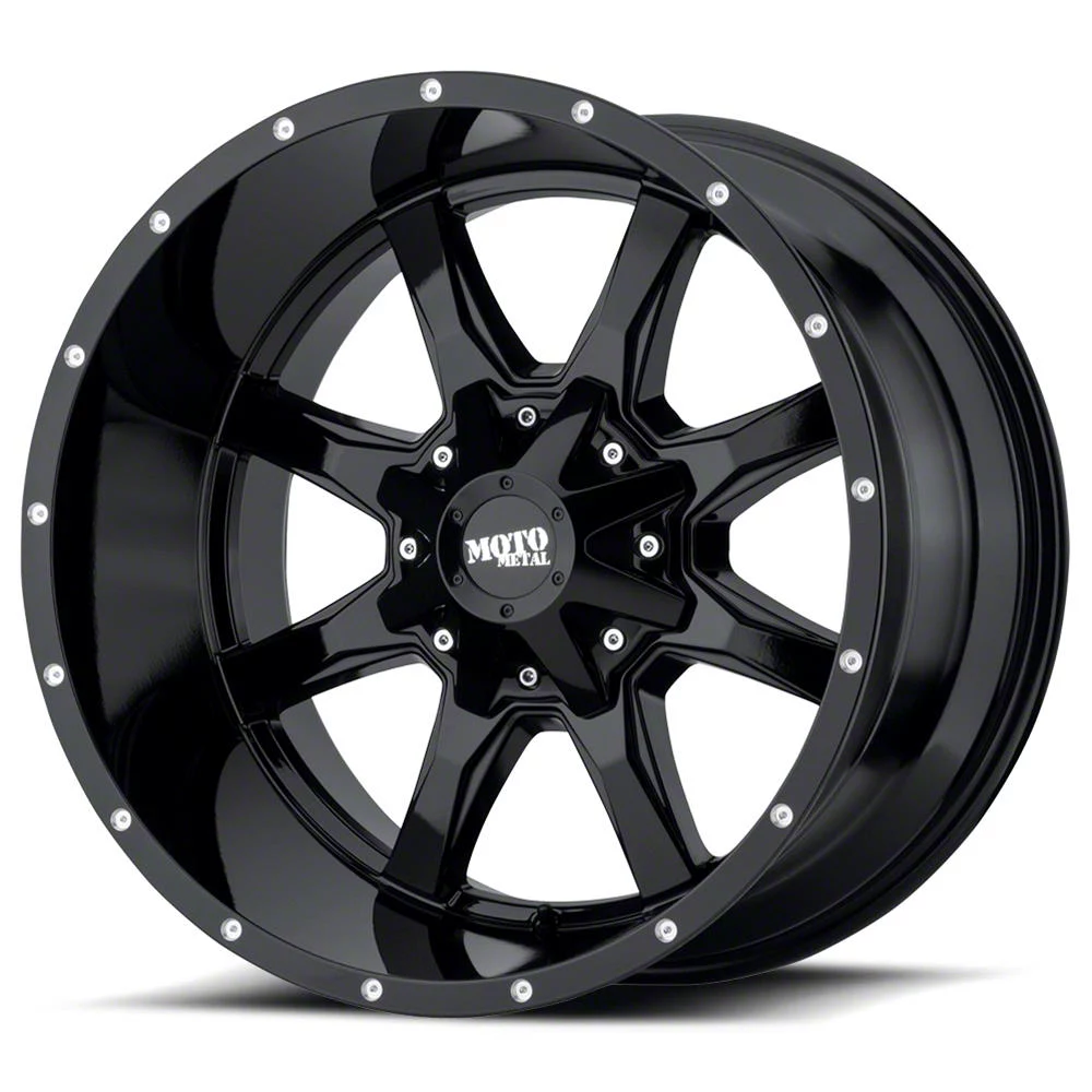 Moto Metal MO970 Gloss Black Milled 8-Lug Wheel; 20x12; -44mm Offset (15-19 Sierra 2500 HD)