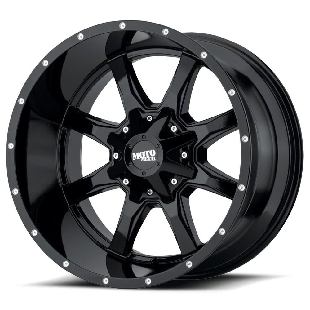 Moto Metal MO970 Gloss Black Milled 8-Lug Wheel; 20x12; -44mm Offset (15-19 Silverado 3500 HD SRW)