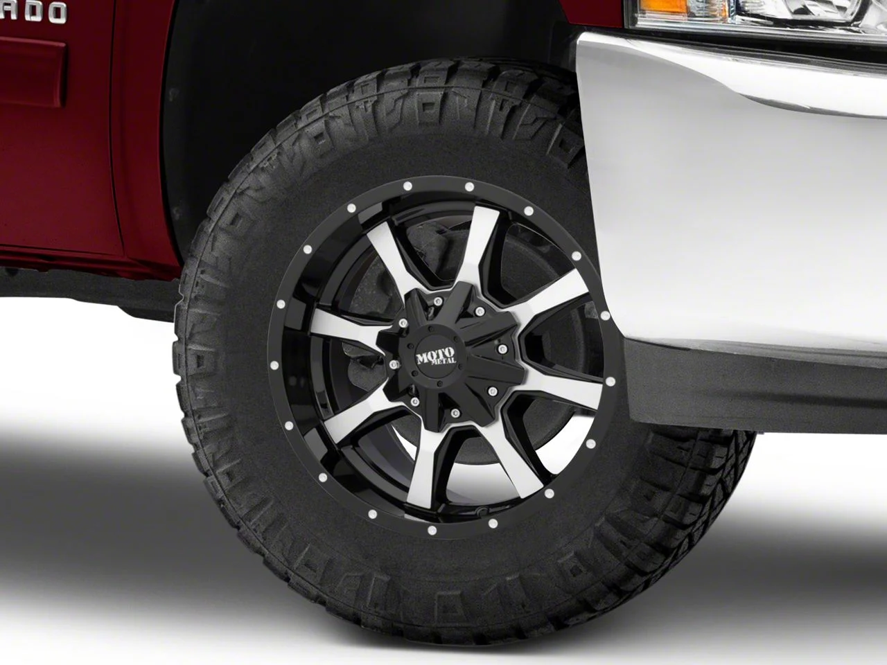 Moto Metal MO970 Gloss Black Machined 6-Lug Wheel; 18x9; 18mm Offset (07-13 Silverado 1500)