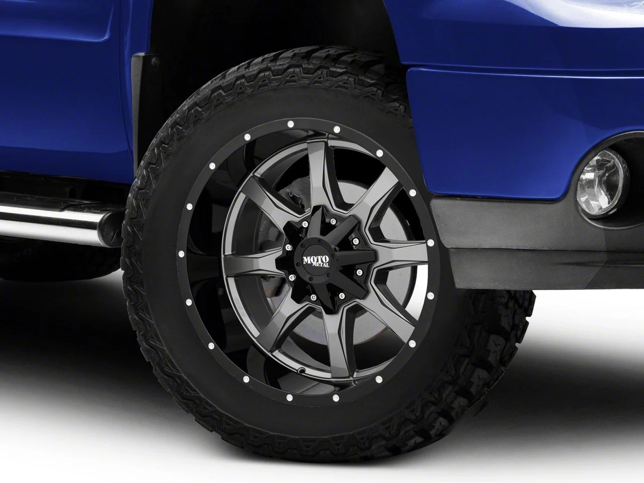 Moto Metal MO970 Gloss Gray with Gloss Black Lip 6-Lug Wheel; 20x10; -24mm Offset (07-13 Sierra 1500)