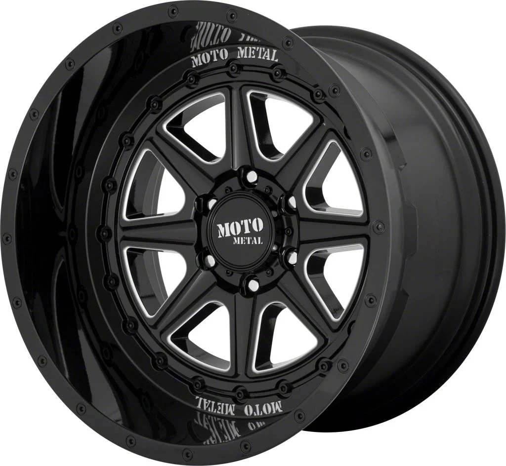 Moto Metal MO801 Phantom Gloss Black Milled 6-Lug Wheel; 20x10; -18mm Offset (07-13 Silverado 1500)