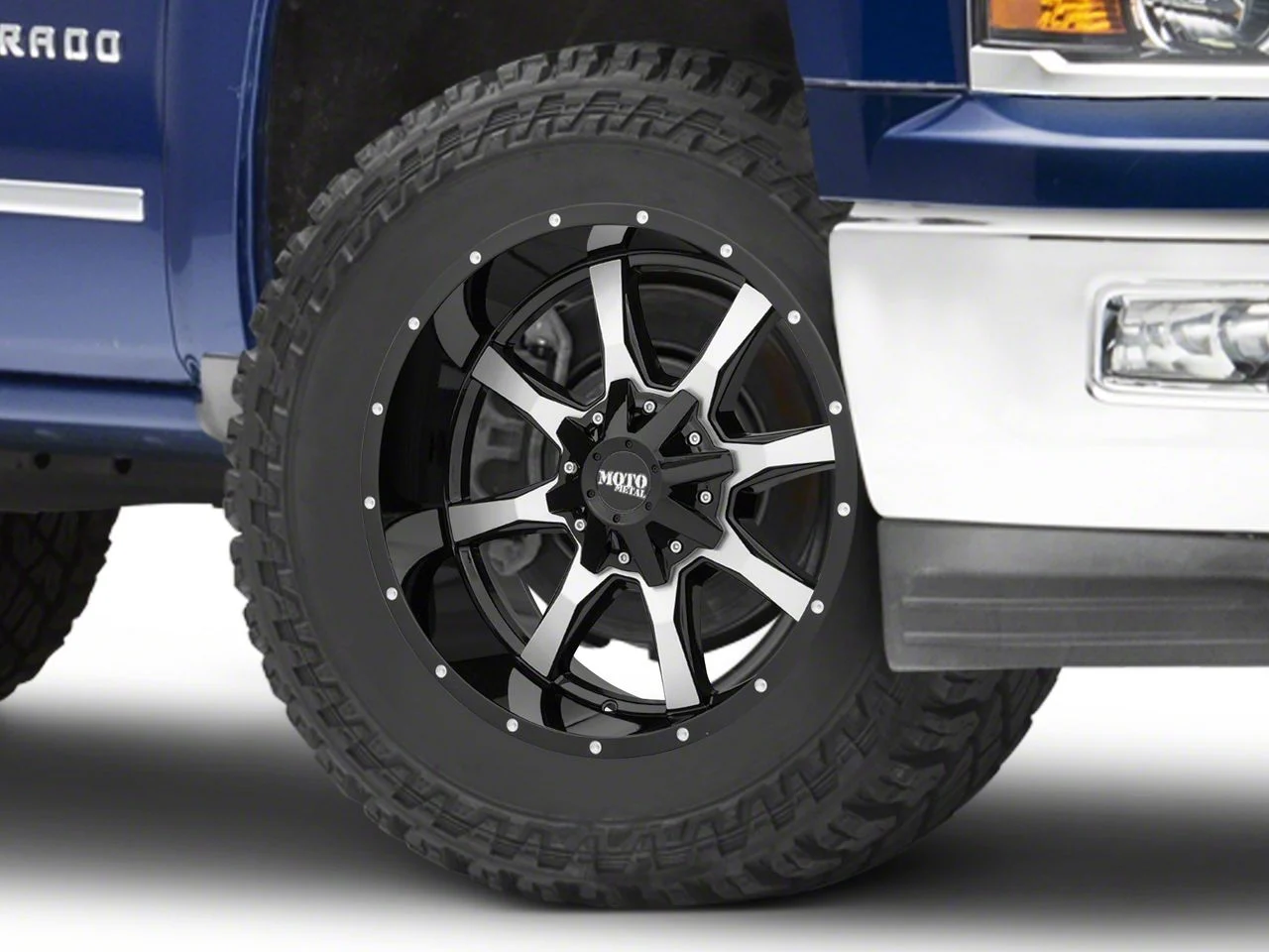 Moto Metal MO970 Gloss Black Machined 6-Lug Wheel; 20x12; -44mm Offset (14-18 Silverado 1500)