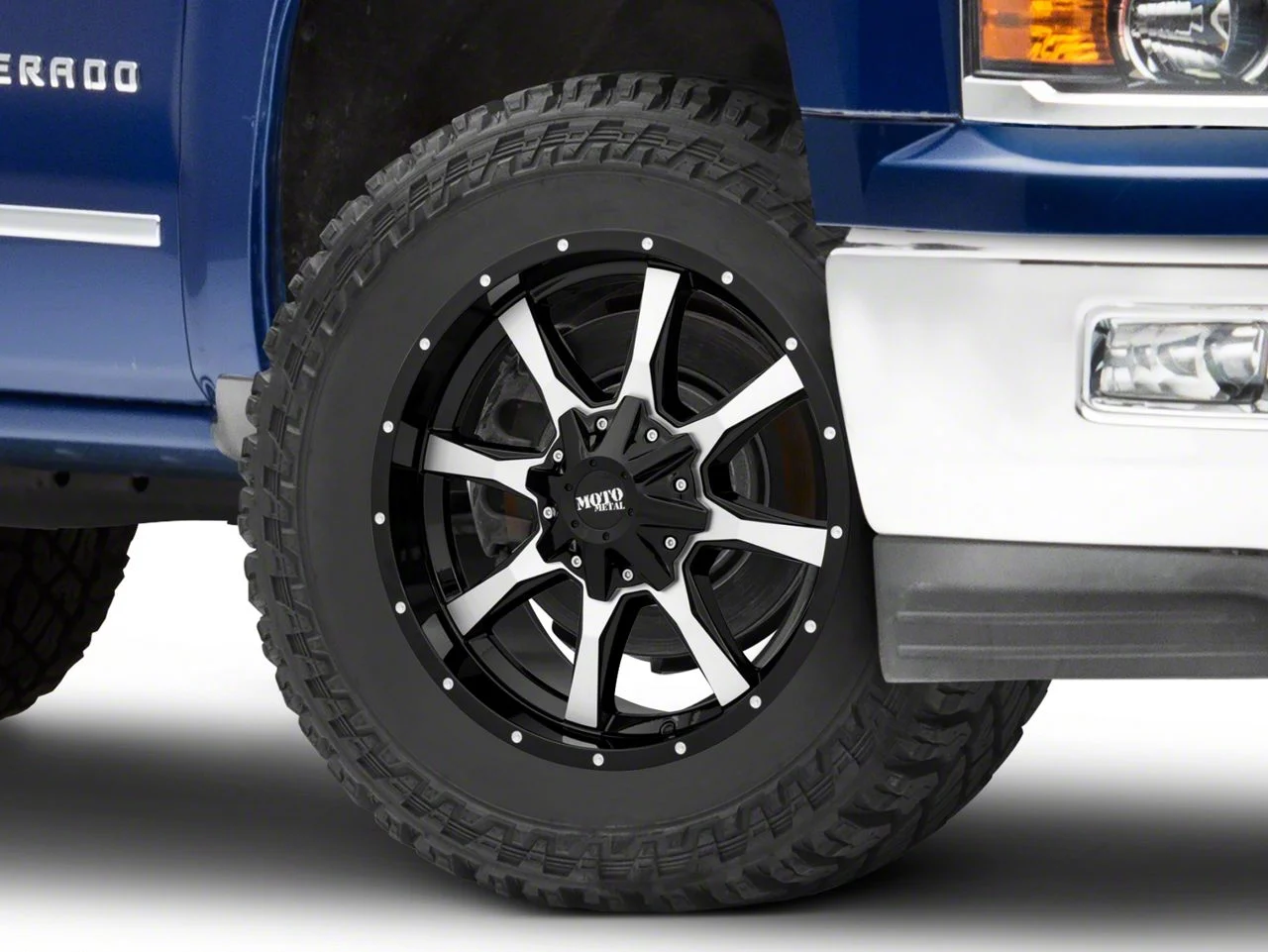 Moto Metal MO970 Gloss Black Machined 6-Lug Wheel; 20x9; 18mm Offset (14-18 Silverado 1500)