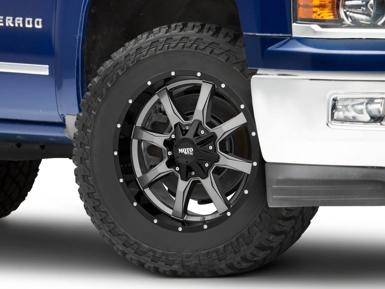 Moto Metal MO970 Gloss Gray with Gloss Black Lip 6-Lug Wheel; 20x9; 0mm Offset (14-18 Silverado 1500)