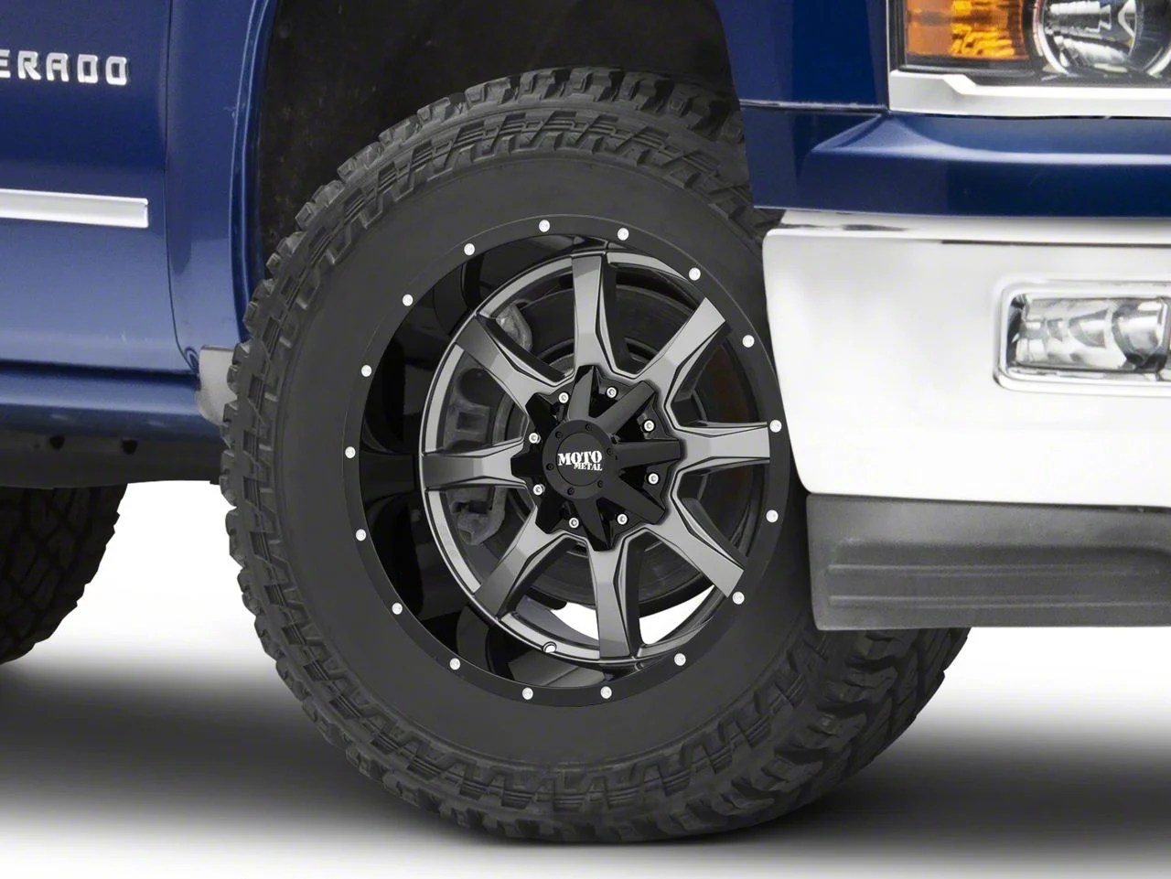 Moto Metal MO970 Gloss Gray with Gloss Black Lip 6-Lug Wheel; 20x10; -24mm Offset (14-18 Silverado 1500)