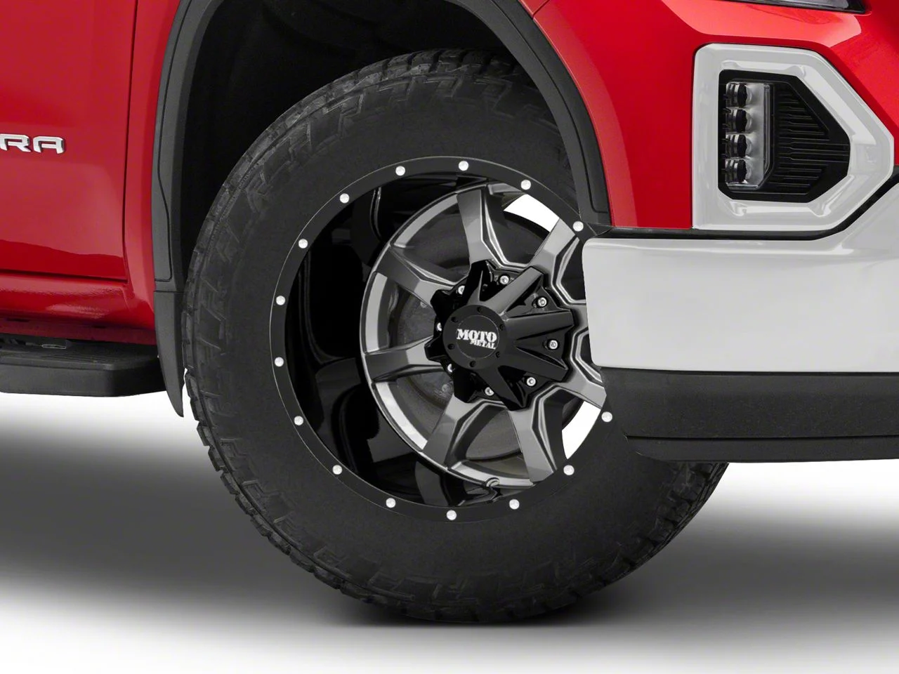 Moto Metal MO970 Gloss Gray with Gloss Black Lip 6-Lug Wheel; 20x10; -24mm Offset (19-26 Sierra 1500)