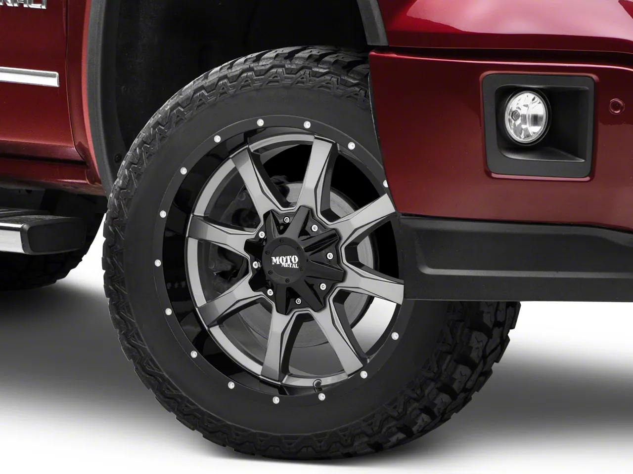 Moto Metal MO970 Gloss Gray with Gloss Black Lip 6-Lug Wheel; 20x9; 0mm Offset (14-18 Sierra 1500)