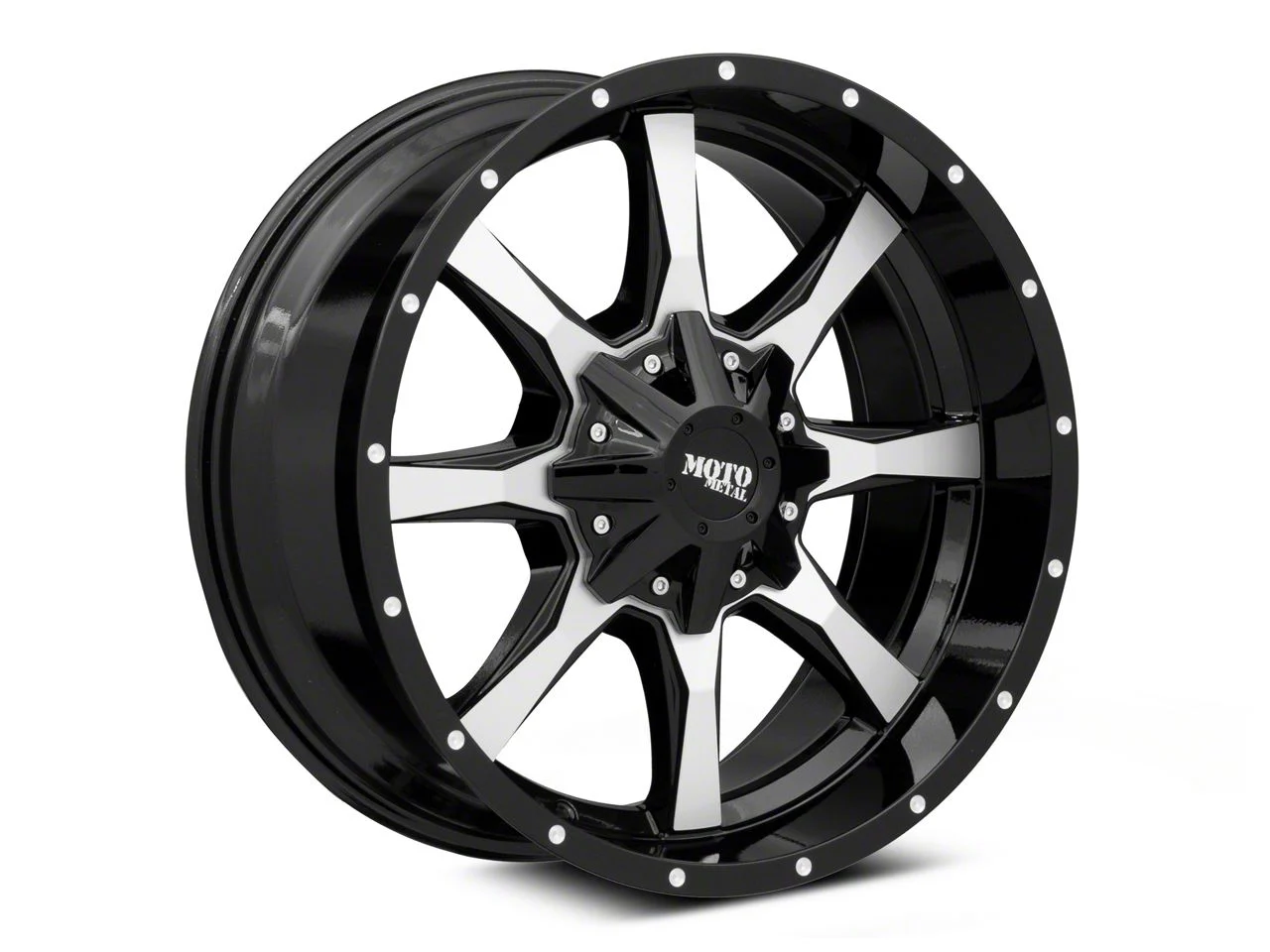 Moto Metal MO970 Gloss Black Machined 8-Lug Wheel; 20x9; 0mm Offset (20-26 Sierra 2500 HD)