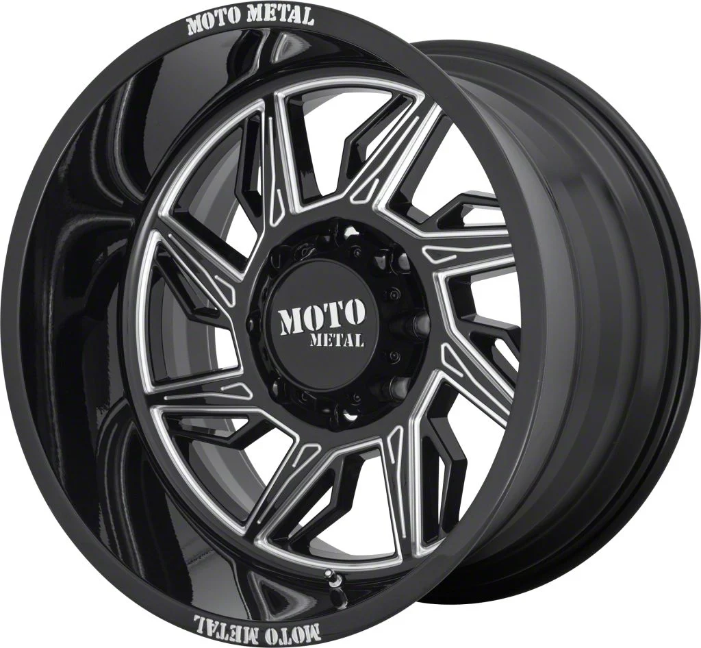 Moto Metal MO997 Hurricane Gloss Black Milled 6-Lug Wheel; Left Directional; 22x12; -44mm Offset (19-26 Silverado 1500)