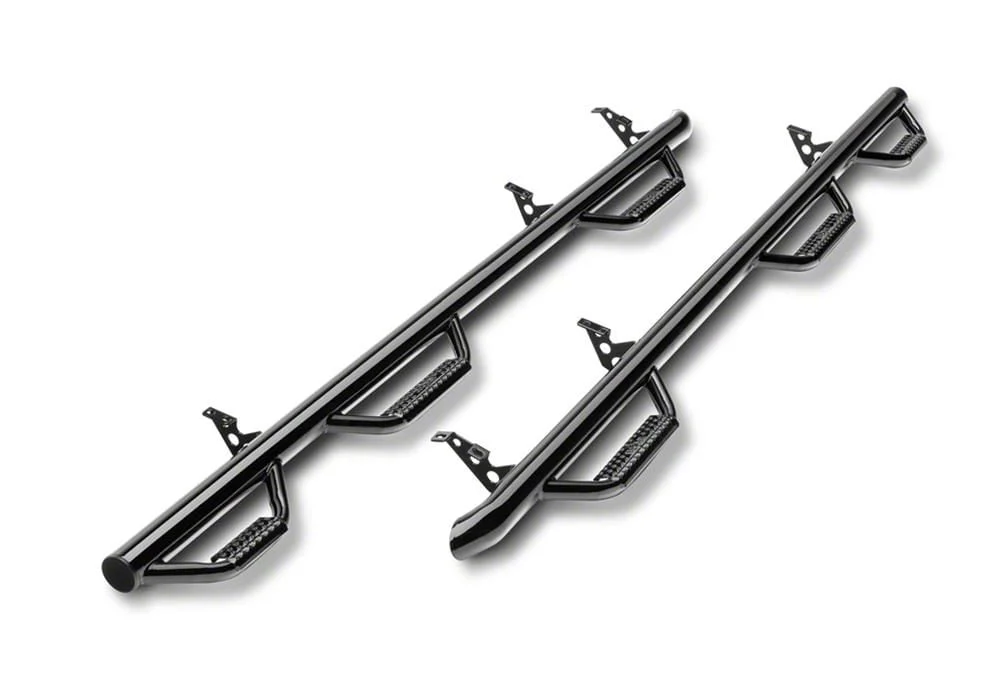 N-Fab Wheel 2 Wheel Bed Access Nerf Side Step Bars; Gloss Black (17-26 F-350 Super Duty SuperCrew w/ 6-3/4-Foot Bed)