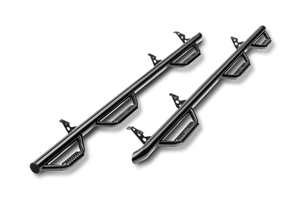N-Fab Wheel 2 Wheel Bed Access Nerf Side Step Bars; Gloss Black (17-26 F-350 Super Duty SuperCab w/ 8-Foot Bed)