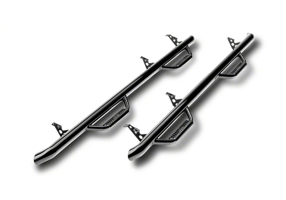 N-Fab Wheel 2 Wheel Bed Access Nerf Side Step Bars; Gloss Black (17-26 F-350 Super Duty Regular Cab w/ 8-Foot Bed)