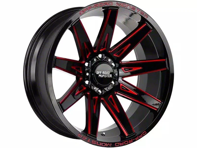 Off-Road Monster M25 Gloss Black Candy Red Milled 6-Lug Wheel; 20x10; -19mm Offset (21-26 Yukon)