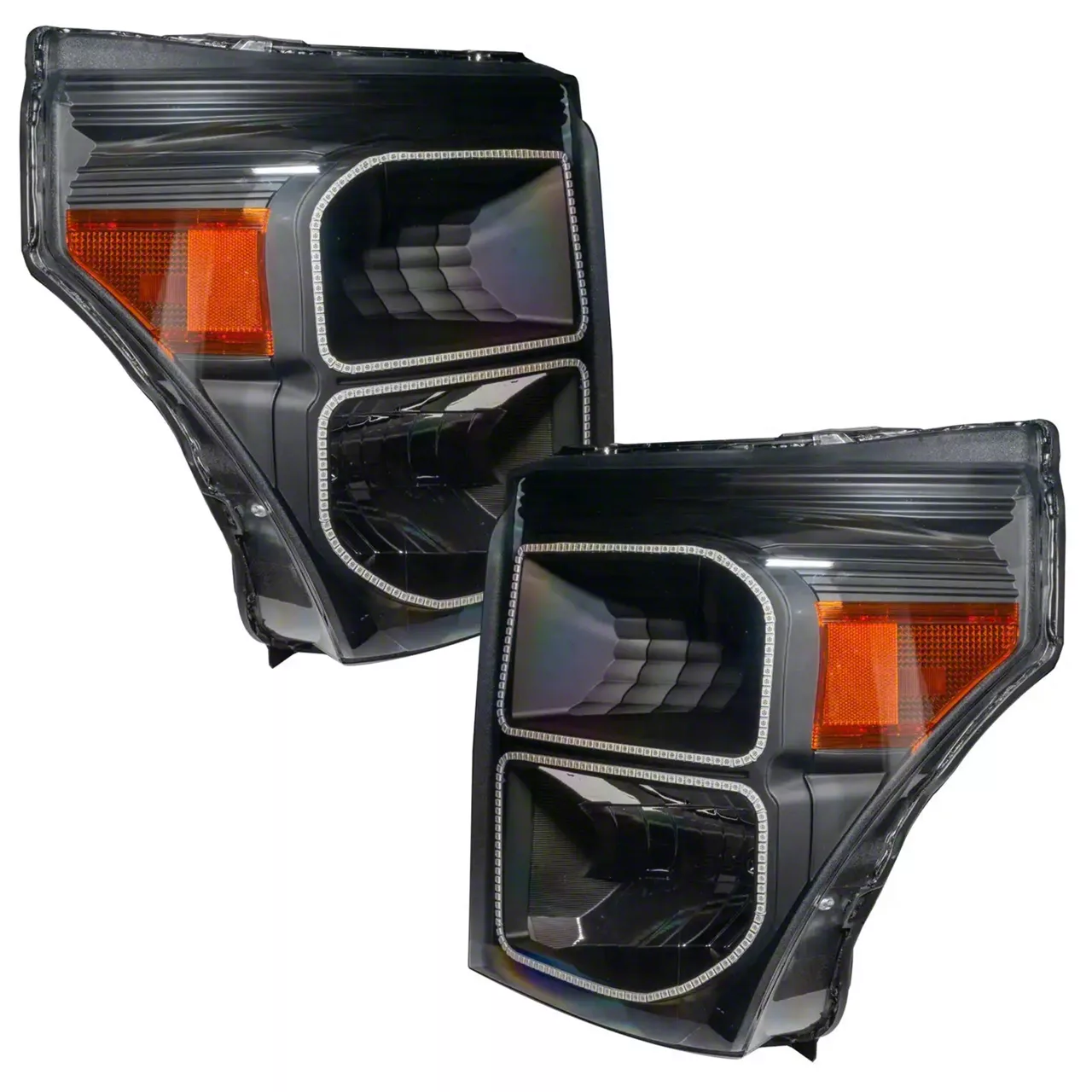 Oracle OE Style Headlights with LED Halo; Black Housing; Clear Lens (11-16 F-350 Super Duty)