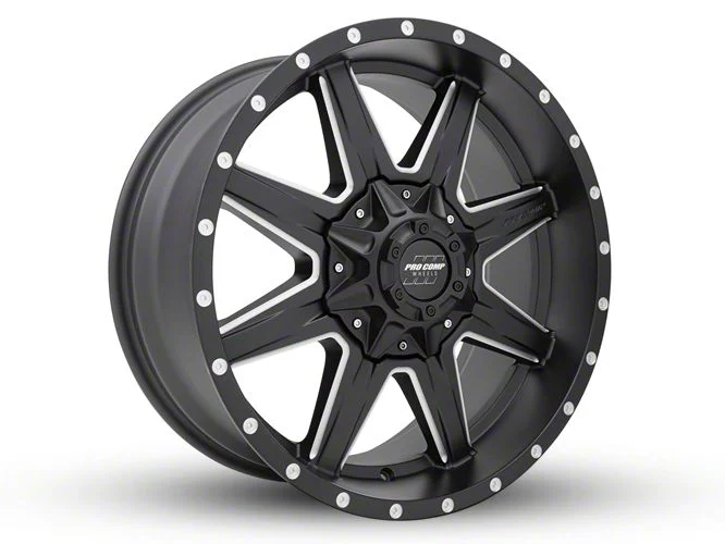 Pro Comp Wheels Quick 8 Satin Black Milled 6-Lug Wheel; 20x9; 0mm Offset (19-26 Sierra 1500)