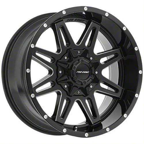 Pro Comp Wheels Blockade Gloss Black Milled 8-Lug Wheel; 20x9.5; -6mm Offset (10-18 RAM 3500 SRW)