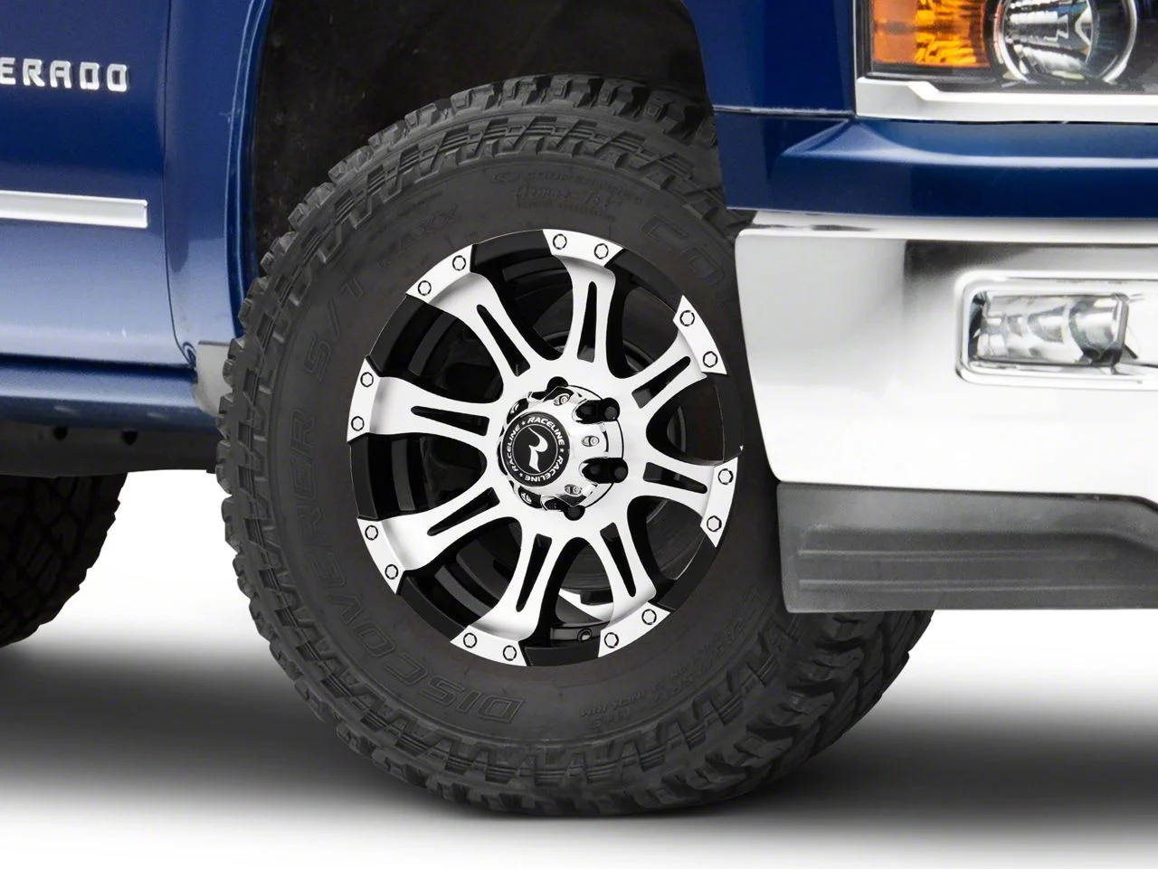 Raceline Raptor Black Machined 6-Lug Wheel; 18x9; 25mm Offset (14-18 Silverado 1500)