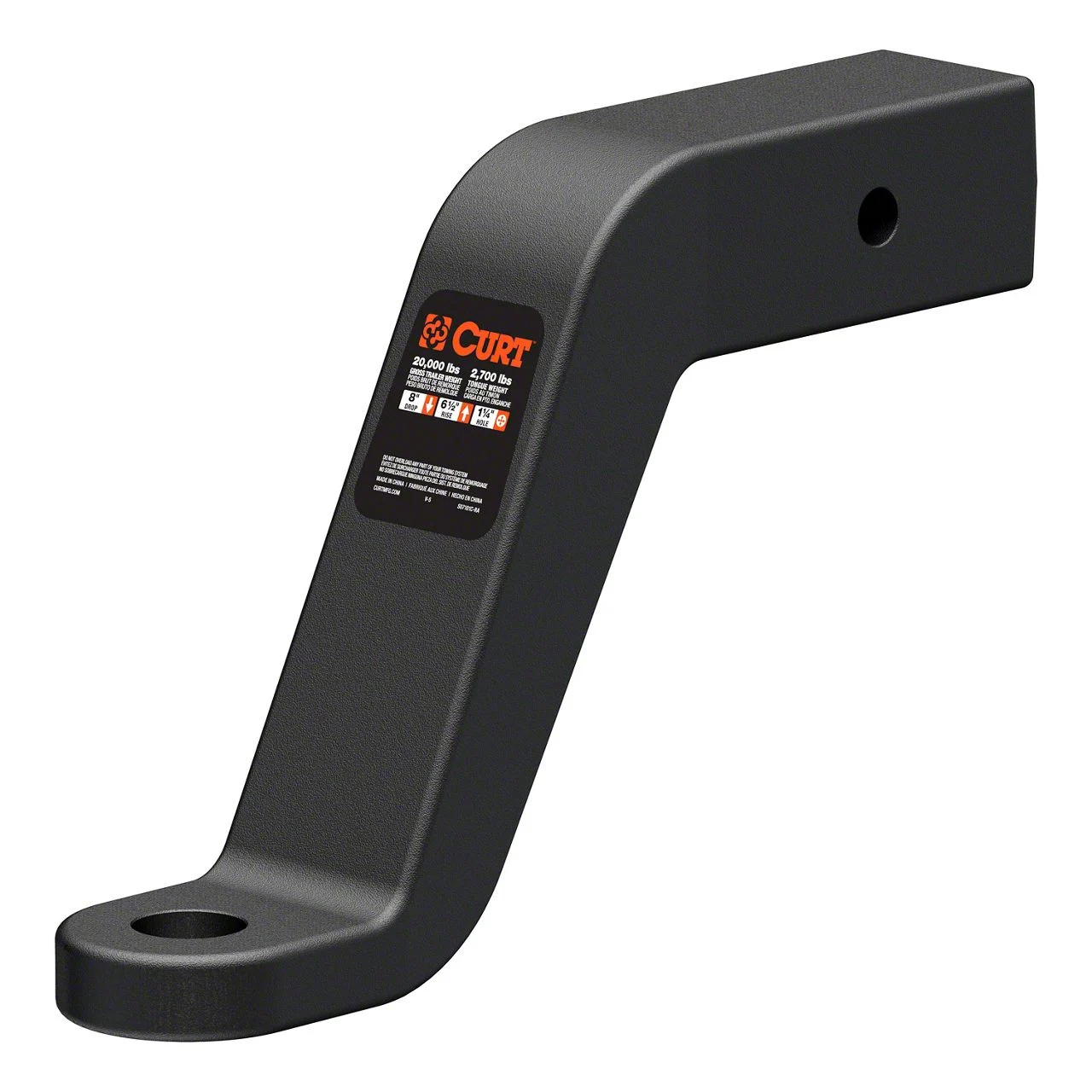 2.50-Inch Receiver Hitch Commerical Duty Forged Ball Mount; 8-Inch Drop (Universal; Some Adaptation May Be Required)