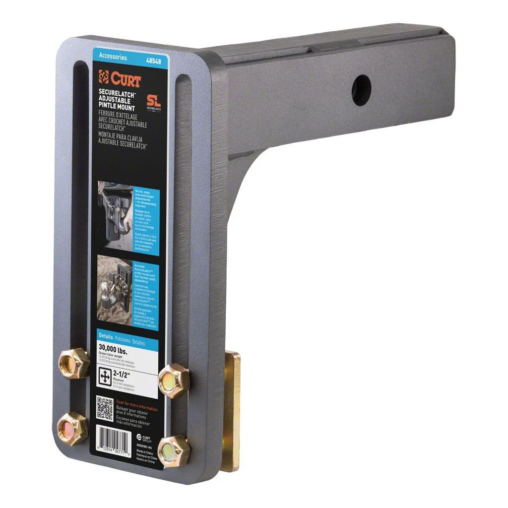 2.50-Inch Receiver Hitch SecureLatch Adjustable Pintle Mount; 30,000 lb. (Universal; Some Adaptation May Be Required)