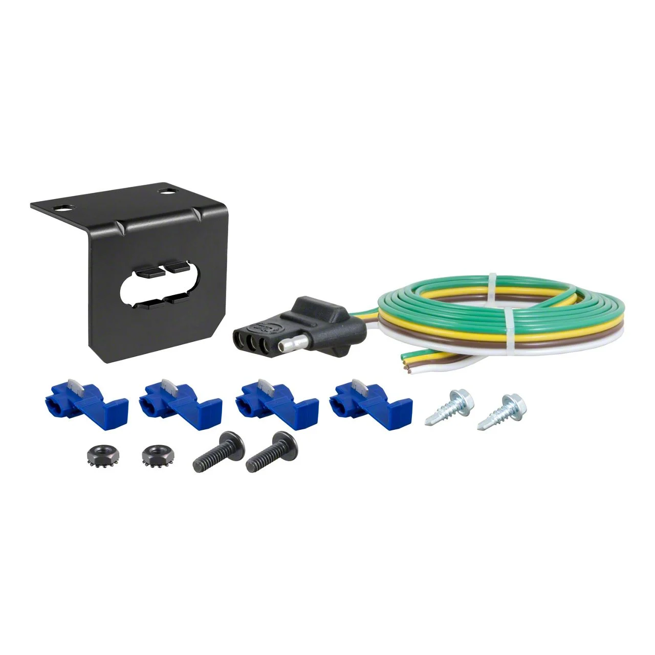 4-Way Flat Connector Socket with Hardware; Vehicle Side