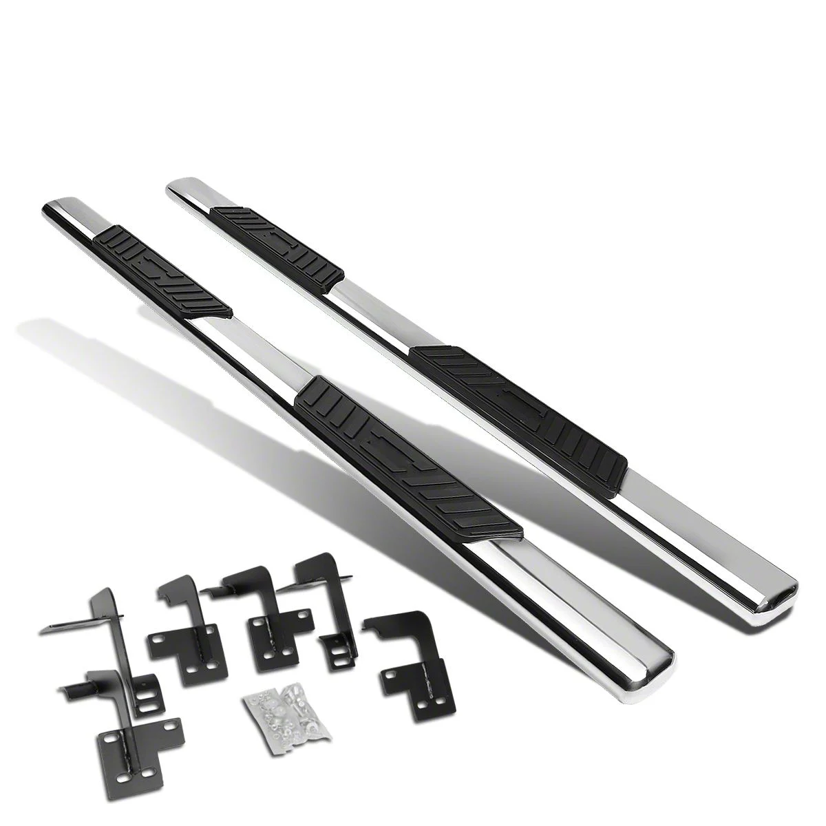 5-Inch Straight Nerf Side Step Bars; Stainless Steel (19-26 RAM 1500 Quad Cab)