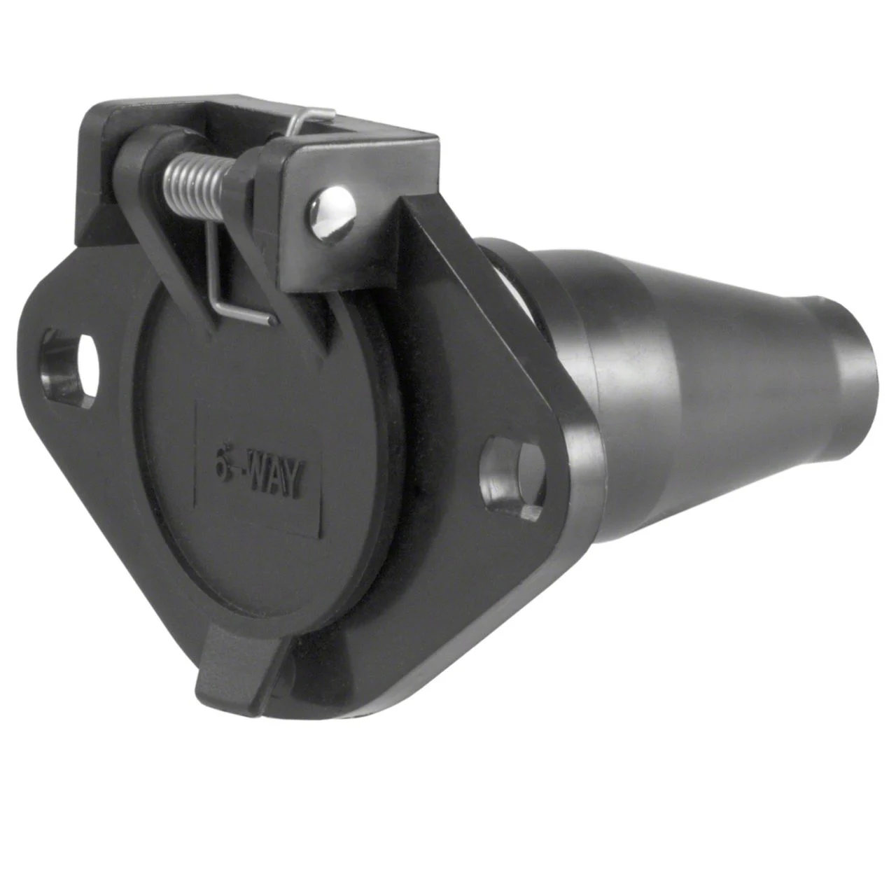 6-Way Round Connector Socket; Black Plastic; Vehicle Side