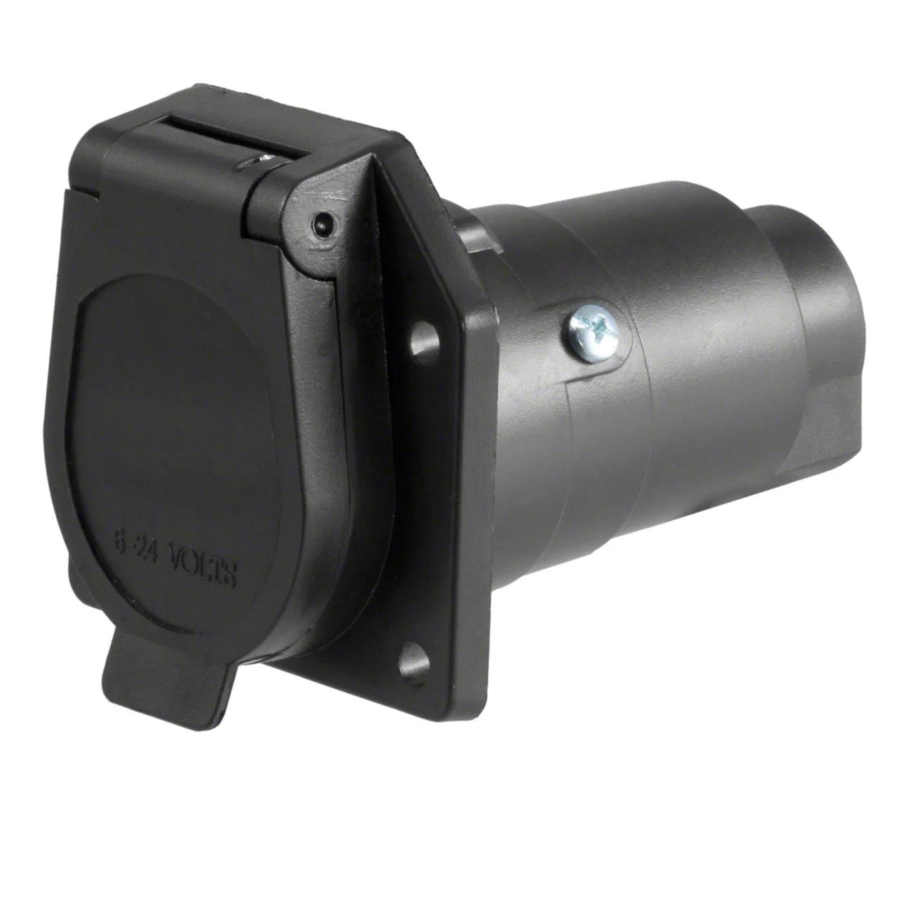 7-Way RV Blade Connector Socket; Black Plastic; Vehicle Side