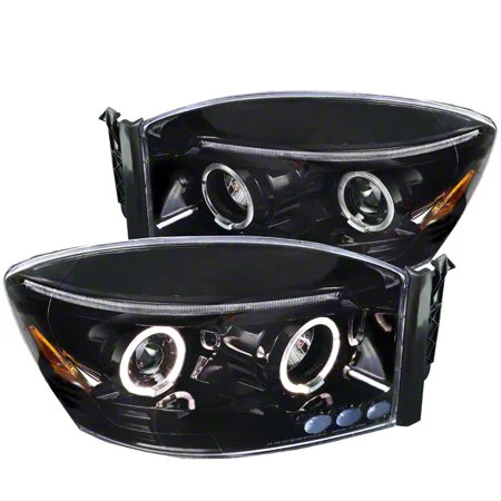 Halo Projector Headlights; Jet Black Housing; Clear Lens (06-08 RAM 1500)