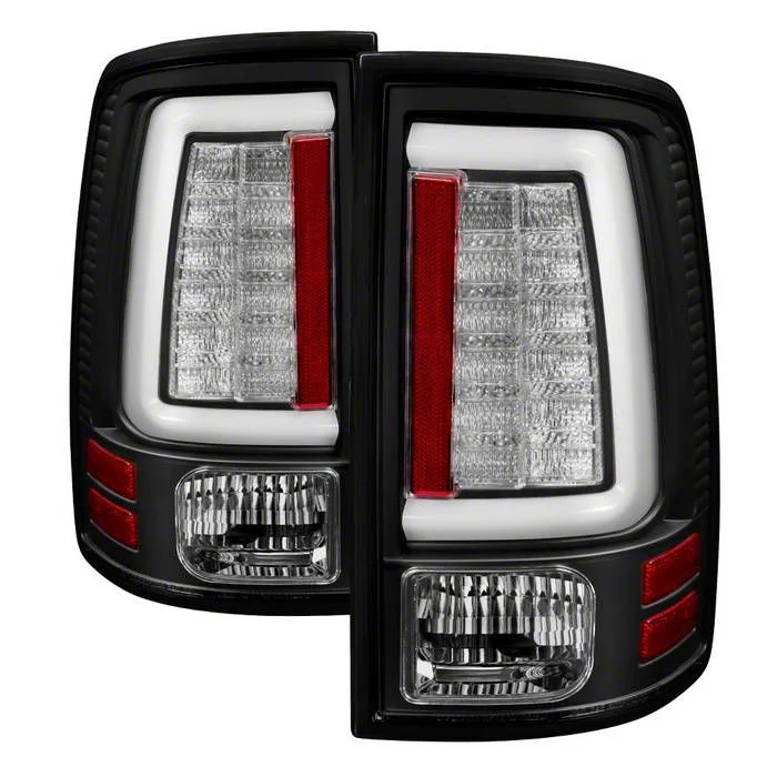 LED Tail Lights; Black Housing; Clear Lens (13-18 RAM 1500 w/ Factory LED Tail Lights)