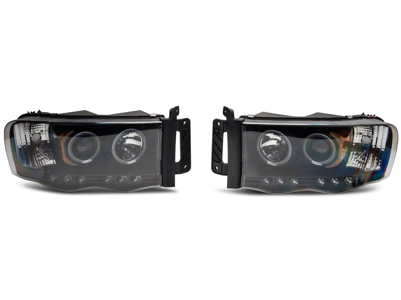 LED Halo Projector Headlights; Black Housing; Clear Lens (02-05 RAM 1500)