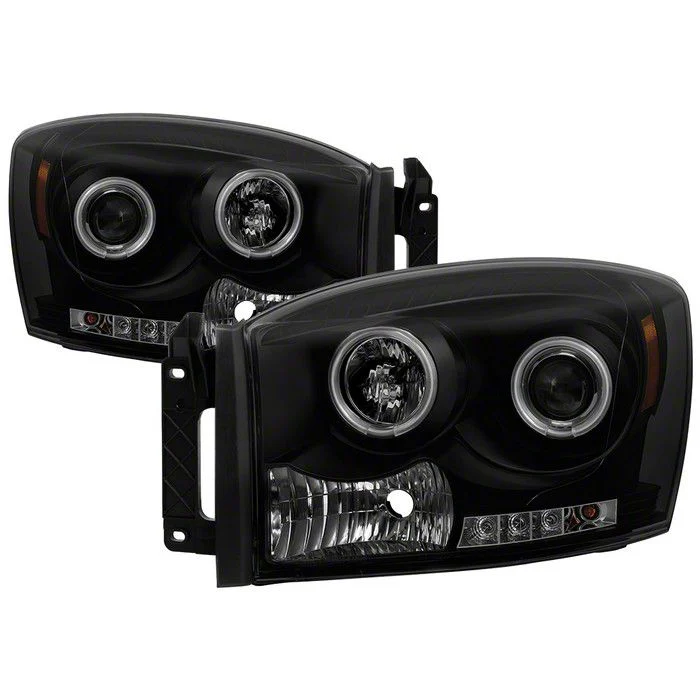 CCFL Halo Projector Headlights; Black Housing; Smoked Lens (06-08 RAM 1500)