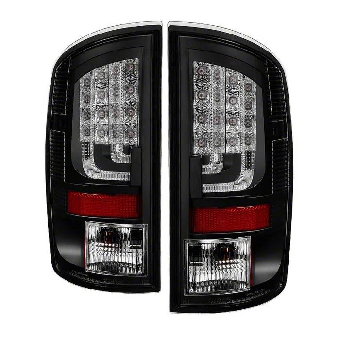 Version 2 LED Tail Lights; Black Housing; Clear Lens (02-06 RAM 1500)