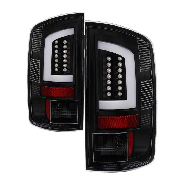 Version 3 Light Bar LED Tail Lights; Black Housing; Clear Lens (07-08 RAM 1500)