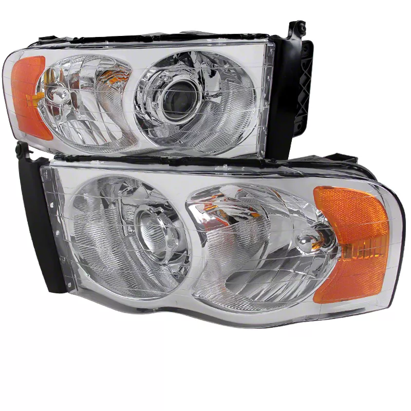 Projector Headlights; Chrome Housing; Clear Lens (02-05 RAM 1500)