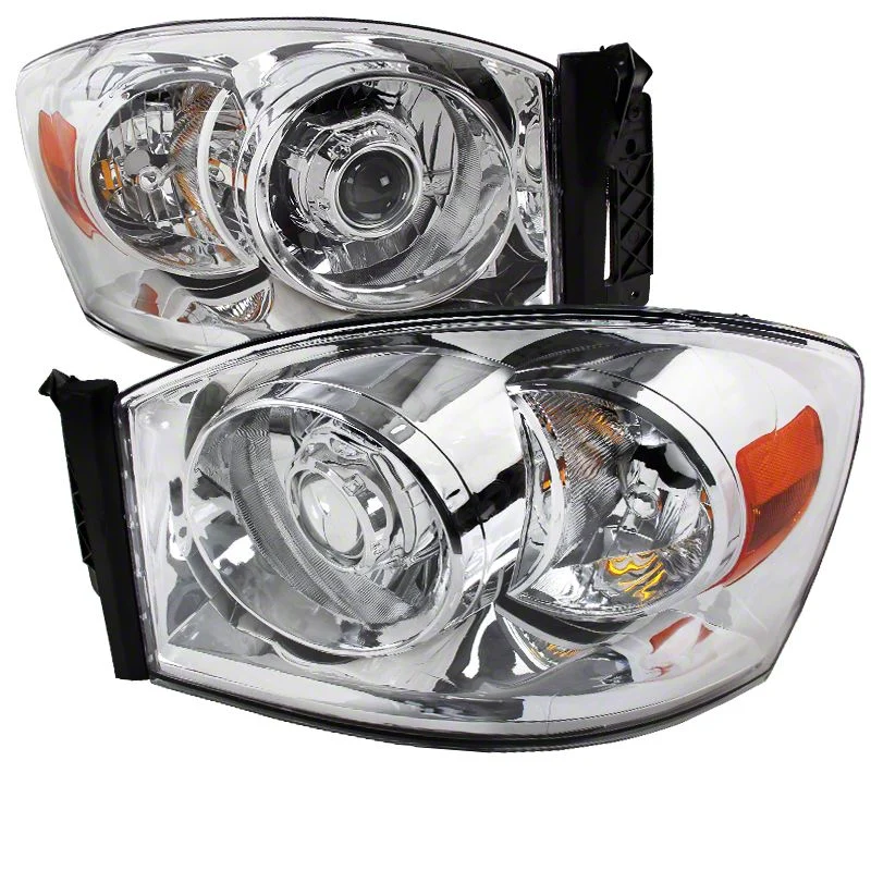 Projector Headlights; Chrome Housing; Clear Lens (06-08 RAM 1500)