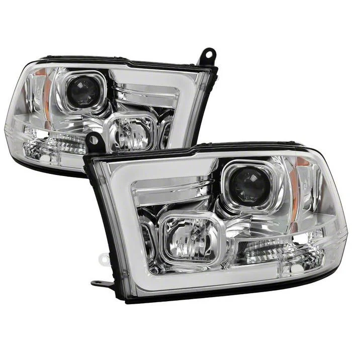 Version 2 Light Bar DRL Projector Headlights; Chrome Housing; Clear Lens (09-18 RAM 1500 w/ Factory Halogen Non-Projector Headlights)