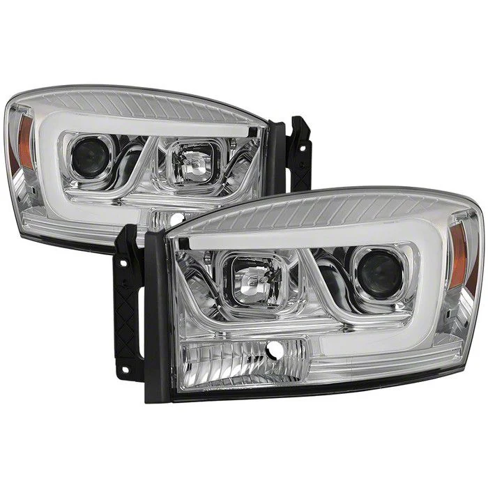 Version 2 Light Bar DRL Projector Headlights; Chrome Housing; Clear Lens (06-08 RAM 1500)