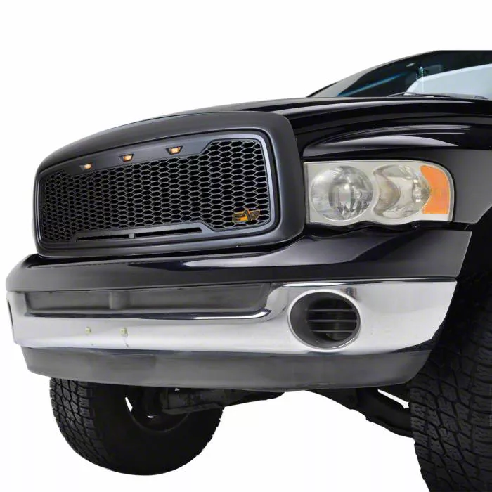 Impulse Upper Replacement Grille with Amber LED Lights; Charcoal Gray (02-05 RAM 1500)