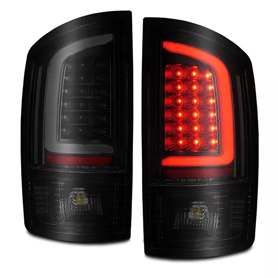 LED Tail Lights; Black Housing; Smoked Lens (02-05 RAM 1500)